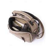 economico Borse a Tracolla-borsa a tracolla in similpelle da donna, piccola borsa casual con scomparti multi-cerniera, elegante borsa a tracolla quotidiana per viaggi e shopping colore vino nero bianco