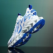 economico Sneakers da uomo-sneakers da uomo verde neon con fiamme, design audace a onde con tomaia traspirante e suola ammortizzata, perfette per lo streetwear e uno stile di vita attivo
