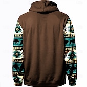 cheap Men&#039;s 3D Hoodies-Men&#039;s Aztec Cowboy Hoodies Sweatshirt Outerwear Hooded Sweatshirt Crew Neck Ethnic 3D Print Holiday Streetwear Black Blue Drawstring Fall Winter Designer