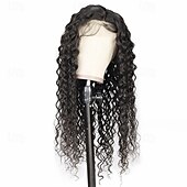economico Parrucche lace front capelli veri-parrucca di capelli umani remy 4*4 pizzo trasparente parrucca di capelli umani onda d&#039;acqua parrucca di pizzo colore naturale densità 150%