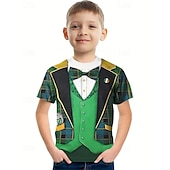 billiga Pojkens 3D Vision &amp; Geometri-St Patrick Pojkar 3D Grafisk T-shirt Kortärmad Sommar Vår Mode Grundläggande Barn 4-12 år Rund hals Utomhus Ledigt Dagligen Normal