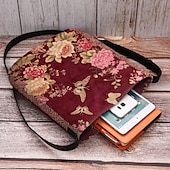 billiga Crossbodyväskor-vintage blommig crossbody-väska med fjärilstryck, lätt axelväska för kvinnor, fritids- och resebruk röd lila grön