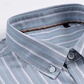 cheap Men&#039;s Elite Shirts-Men&#039;s 100% Cotton Oxford Shirt grey blue Light Green Pink Purple Long Sleeve Striped Button Down Collar School Wedding Buttons Clothing Apparel Neutral Fashion Daily