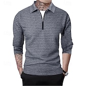 olcso Vakáció-Férfi Gofris pólóingek Quarter Zip Polo Napi Szabadság Negyed irányítószám Hosszú ujj Divat Modern Sima Tavasz Ősz Normál Fekete Fehér Bor Sötétkék Khakizöld Katonai zöld Gofris pólóingek