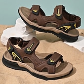 economico sandali da esterno-sandali sportivi da uomo marroni per l&#039;esterno con cinturini regolabili e suola antiscivolo - comode scarpe estive per escursioni, spiaggia e abbigliamento casual