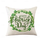 abordables Housse de coussin de vacances-Housse de coussin décorative pour la Saint-Patrick, 1 pièce, taie d&#039;oreiller carrée douce en forme de trèfle pour chambre à coucher, salon, canapé, chaise