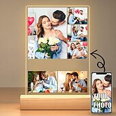 olcso Esküvői ajándék-személyre szabott világító képkeret egyedi Valentin nap akril éjszakai lámpa USB tápellátással tökéletes évfordulós ajándékok szerelmeseinek születésnapi barátok és barátnők