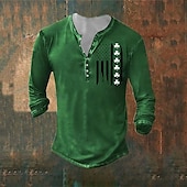 economico Magliette di San Patrizio-Per uomo San Patrizio Grafico Trifoglio Maglietta Manica Lunga Stampa 3D Moda Designer Essenziale Vacanza Streetwear Uscire Primavera &amp; Autunno 1 2 3 4 5 Henley Maglietta Henley