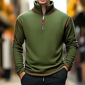 economico Felpa con cappuccio in pile-Per uomo Felpa Di pile Felpa con cerniera a un quarto Compatto Nero Bianco Verde militare Blu Marrone mezza cerniera Liscio Sportivo Giornaliero Per eventi Streetwear Fantastico Retrò Inverno