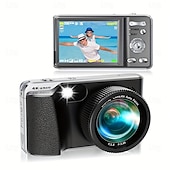 Недорогие Экшн-камеры-Цифровая камера 4K с видео 48 Мп, автофокусом, защитой от сотрясений, 3 кадра в секунду, вспышкой экрана, 18-кратным зумом - портативная дорожная видеокамера с картой памяти 32 ГБ