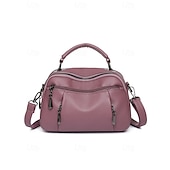 economico Borse a Tracolla-borsa a tracolla in similpelle da donna, piccola borsa casual con scomparti multi-cerniera, elegante borsa a tracolla quotidiana per viaggi e shopping colore vino nero bianco