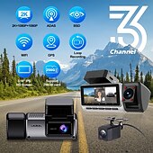 billige Bil-DVR-K26 1440p Nytt Design / HD / med bakkamera Bil DVR 150 grader Bred vinkel IPS Dash Cam med WIFI / GPS / G-Sensor 4 infrarøde LED Bilopptaker