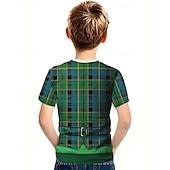 billiga Pojkens 3D Vision &amp; Geometri-St Patrick Pojkar 3D Grafisk T-shirt Kortärmad Sommar Vår Mode Grundläggande Barn 4-12 år Rund hals Utomhus Ledigt Dagligen Normal