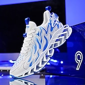economico Sneakers da uomo-sneakers da uomo verde neon con fiamme, design audace a onde con tomaia traspirante e suola ammortizzata, perfette per lo streetwear e uno stile di vita attivo