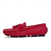 economico Slip-ons e mocassini da uomo-mocassini da uomo in finta pelle scamosciata marrone con dettaglio nappa e motivo in rilievo | comodi ed eleganti per l&#039;uso quotidiano