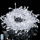 cheap Solar String Lights-10m Solar String Lights 370 LEDs with 13 Keys Remote - Warm, Cool White &amp; Blue Firecracker Lights for Holiday Party