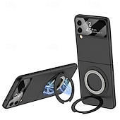 お買い得  サムスン用ケース-電話 ケース 用途 サムスンのギャラクシー Z Flip 3 バックカバー スタンド付き 耐衝撃 レトロ風 強化ガラス PC
