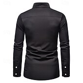 billige Button Down-skjorter for menn-Herre Skjorte Dresskjorter Skjorte med knapper عادي Bryllup Fest Svart Hvit Rød Navyblå Langermet Knaphul Vår &amp; Vinter Klær Broderi