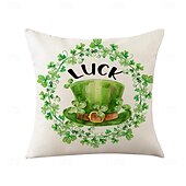 abordables Housse de coussin de vacances-Housse de coussin décorative pour la Saint-Patrick, 1 pièce, taie d&#039;oreiller carrée douce en forme de trèfle pour chambre à coucher, salon, canapé, chaise