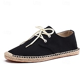baratos Ténis para Homem-sapatos masculinos de lona azul espadrille com cadarço e sola de corda de juta – calçados casuais confortáveis de verão
