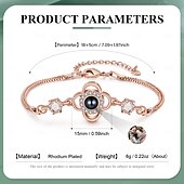 cheap For Women-Personalized Projection Bracelet Custom Best Gift for Mom - Photo Bracelet with Embedded Projection Stone, Available in Silver and Rose Gold, Romantic Wedding Gift