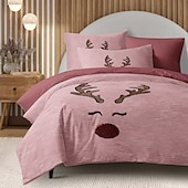 economico 100% cotone-set copripiumino con stampa renna 100% cotone set di biancheria da letto morbido e accogliente con design di renne natalizie perfetto per la stagione invernale elegante arredamento per la camera da letto facile da pulire lavabile in lavatrice