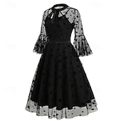 levne Šaty-Elegantní Retro 50. léta Šaty Maškarní Výšivka Květiny Dámské Karneval Nový rok Plesová maškaráda Běžné / Denní loučení se svobodou nevěsty Dospělé Šaty