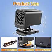 abordables équipement de chauffage de voiture-Chauffage de voiture pliable 12 V 150 W Système de chauffage et de refroidissement rapide pour un dégivrage et un désembuage instantanés Compatible avec l&#039;allume-cigare Désembueur de pare-brise