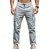 baratos Calças Cargo-Men's Joggers Trousers Cargo Sweatpants Pocket Drawstring Elastic Waist Plain Comfort Sports Outdoor Daily Fashion Casual ArmyGreen Black Micro-elastic
