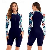 abordables Lycra de surf-Femme Maillot Anti UV Maillot de bain 1 pièce Protection solaire UV UPF50+ Poids Léger manche longue Spandex Le Maillot de corps Maillot de bain Zip sur le devant Natation Surf Plage Sports nautiques