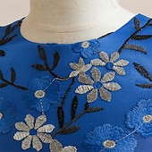 levne Párty šaty-Děti Dívčí Šaty na párty Květinový Bez rukávů Výkon Narozeniny Síťka Kravatový uzel Krásná Sladký Polyester Maxi Šaty na párty Swingové šaty Áčkové šaty Léto 4 roky + Šampaňská Vodní modrá Trávov