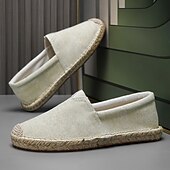 cheap Men's Slip-ons &amp; Loafers-Men's Red Canvas Espadrille Slip-On Shoes with Jute Rope Sole – Comfortable Summer Footwear