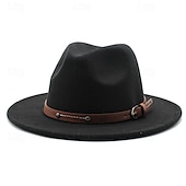 preiswerte Fedora-Hut-Herren Kentucky Derby Hut Sonnenhut Cowboyhut Fedora-Trilby-Hut Schwarz Weiß Wollig Vintage-Stil Mode 18. Jahrhundert Bundesstaat Texas Täglich Themenparty Einfarbig Sonnenschutz Cosplay