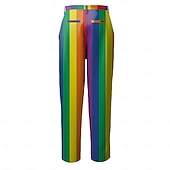 Χαμηλού Κόστους Λεπτός-Ανδρικά Ουράνιο Τόξο Ριγέ Παντελόνι επίσημο Μεσαία Μέση Μοντέρνα Καθημερινό ΕΞΩΤΕΡΙΚΟΥ ΧΩΡΟΥ Διακοπές Σπίτι Φερμουάρ Τσέπη Καλοκαίρι Άνοιξη Φθινόπωρο 3D εκτύπωση Ουράνιο Τόξο