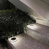 cheap Pathway Lights &amp; Lanterns-LED Solar Pathway Light Outdoor IP65 Waterproof Super Bright Disk Light 17LED Garden Lawn Pathway Patio Landscape Decoration 4pcs