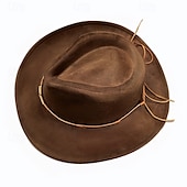 billige Hatter til herrer-Herre Solhatt Cowboyhatt Fedora Trilby-hatt Svart Kamel Ull Gammeldags stil Mote 18. århundre delstaten Texas Daglig Temafest Ensfarget / vanlig farge Solkrem Cosplay