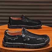 preiswerte Herrenpantoletten &amp; -slipper-Braune Slipper aus Kunstleder für Herren mit seitlichem Reißverschluss und handgenähten Details – bequeme Freizeitschuhe für die Arbeit, Reisen und den Alltag