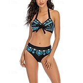 abordables Maillots une pièce et tankinis-Femme Tankini Maillot De Bain Deux Pièces Dos Nu Col en V Maillots de Bain Maillots de Bain Rose Claire Bleu Respirable Séchage rapide Poids Léger Sans Manches - Natation Surf Plage Eté Printemps