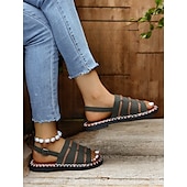 cheap Casual Sandals-Women&#039;s Braided Strap Sandals with Slingback Design – Comfortable Summer Footwear for Casual and Outdoor Activities