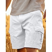economico retrò-Per uomo Pantaloncini modello cargo Pantaloncini Pantaloncini di lino Pantaloncini estivi Pantaloncini da spiaggia Bottoni Multi tasca Gamba dritta Liscio Comfort Traspirante Breve Informale