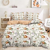 economico 100% cotone-set copripiumino con frutta di melograno set di piante tropicali in cotone set morbido set di biancheria da letto di lusso in 3 pezzi decorazioni per la casa regalo twin completo king size
