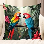 baratos estilo animal-Capa de almofada decorativa de pássaros tropicais 1 peça, capa de almofada quadrada macia, fronha para quarto, sala de estar, sofá, cadeira