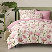 economico 100% cotone-set copripiumino floreale set di modelli di piante tropicali in cotone morbido set di biancheria da letto di lusso in 3 pezzi regalo per la festa della mamma decorazioni per la casa copripiumino matrimoniale king size queen size