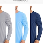 olcso alap pólók-Férfi Póló Napvédő pólók Hosszú ujj Terített nyak Nyár Tavasz &amp; Ősz Tömör szín Aktív Crewneck Szabadtéri Hétköznapi Sportruházat Stétszürke Haditengerészet Fekete Férfi felső póló