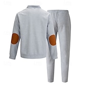 cheap Basic Tracksuits-Men&#039;s Sweatshirt Tracksuit Sweatsuit Black White Blue Khaki Gray Standing Collar Color Block 2 Piece Sports &amp; Outdoor Daily Holiday Polyester Streetwear Basic Casual Spring &amp;  Fall Clothing Apparel
