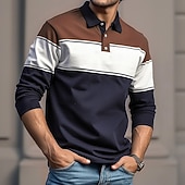 preiswerte Rugby-Polo für Herren-Herren Streifen Rugby-Poloshirt Langarm Polo-Shirts Hemden mit Kragen Lässig Outdoor Athleisure 3D-Druck Frühling Herbst Winter Rote Blau Purpur