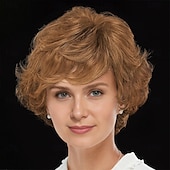 cheap Older Wigs-WhisperLite Wig Luxe Crop-Style Wig with Razored Bangs and Dimensional Layers/Multi-Tonal Shades of Blonde Silver Brown and Red