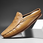 cheap Men&#039;s Clogs &amp; Mules-Men&#039;s Slip-On Moccasin Shoes – Comfortable Casual Leather Loafers with Woven Detailing for Everyday Wear