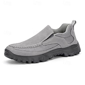 abordables Zapatos Casuales Slip-On-Men's Slip-On Suede Outdoor Shoes – Breathable Lightweight Design with Non-Slip Sole for Hiking, Travel and Casual Wear