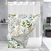 お買い得  シャワーカーテン-花柄ワッフル織りテクスチャーシャワーカーテンセット、スナップインライナーとシアーウィンドウ、水をはじくポリエステル、グロメットトップ、120GSMホテル品質スパスタイルバスルームパーティション、フック不要